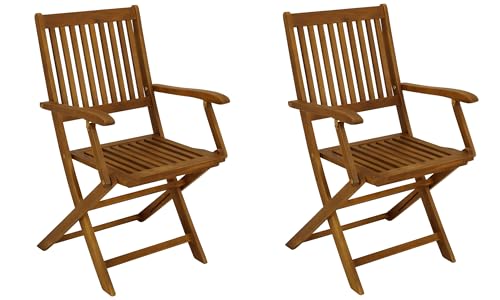 DEGAMO Gartenstuhl Klappstuhl Benita mit Armlehnen, Holz Akazie braun...