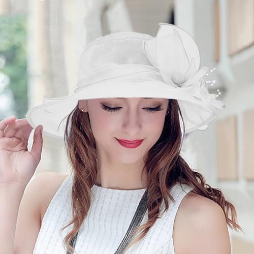 Sombrero cloche tipo derby para mujer en organza miniatura 2