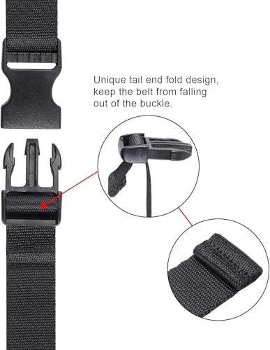Image of Vigorport Utility Straps Quick Release Nylon Backpack Accessory Bag Strap, Adjustable for Hiking, Travel, Outdoor Sports-4 Pack (Black, 1 inch W-79 L)