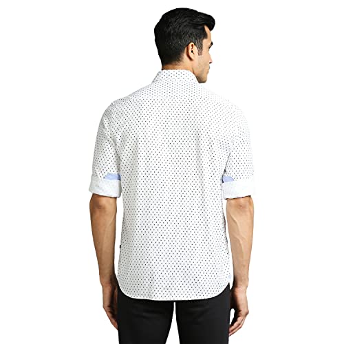 Image of Parx Men's Full Sleeve Slim Fit White Casual Shirt