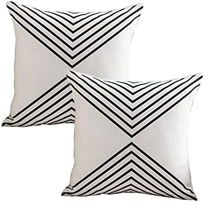 Set Of 2 Waterproof Boho Pillow Covers - Outdoor Patio, Garden & Indoor Decor | 16x16 Inch, Geometric Pattern, Hidden Zipper