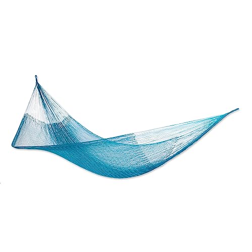 Novica Turquoise Blue Nylon Mayan Hand Woven Hammock, Teal Haven' (Single) #TOP26