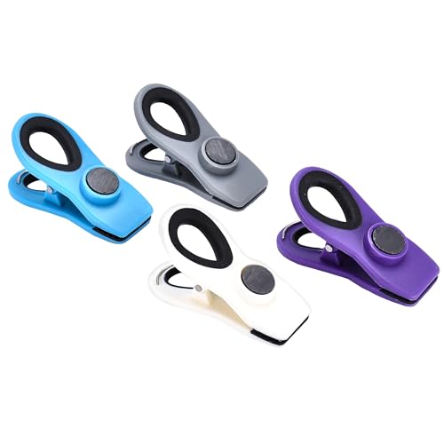 Plemont Clipes magnéticos conjunto de 4 para manter frescos e encomendar aperitivos e alimentos congelados, fecho seguro clipe magnético multifuncional magnético e versátil cinzento branco azul claro