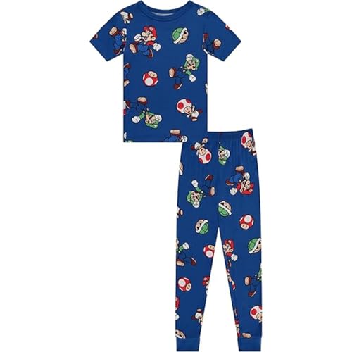 Centric Brands Nintendo Super Mario Boys' Pajama Set – Mario Luigi Toad Short Sleeve Top & Pants – Sizes 4-10