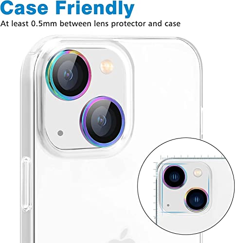 Image of Compatible for for i Phone 14 | iPhone 14 /14 PLUS Camera Lens Protector Tempered Glass Bling, Alloy Metal Camera Ring Guard for i phone14 | iphone 14 plus 2022 (Rainbow)