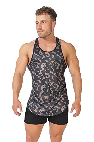 Jed North Bodybuilding Tank Top Gym Stringer Y-Back Muscle Racerback,Camo,Large
