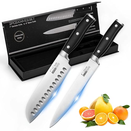Professional 2-Piece Chef's Knife Set, Premium High Carbon Stainless Steel Kitchen Knives, Knives Sets with Ergonomic Handle, Knife Set for Kitchen,Cooking Knives, with Gift Box Professional 2-Piece Chef's Knife Set, Premium High Carbon Stainless Steel Kitchen Knives, Knives Sets with Ergonomic Handle, Knife Set for Kitchen,Cooking Knives, with Gift Box