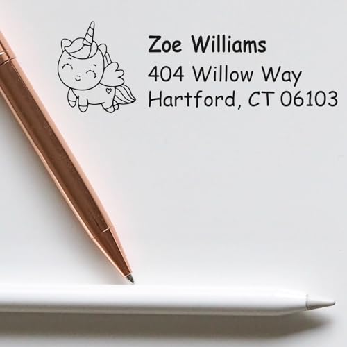 Gleaming Sparklemane Unicorn Duo Hand Address Stamp - Clear Crisp Imprint