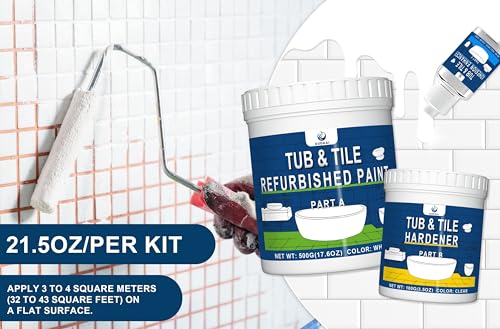 Xudoai TPR-W001 Bathtub Refinishing Kit Gloss White 21.5Oz Tub Paint Reglazing, Tub And Tile Refinishing Kit With Tools, Tub And Tile Paint For Bathroom/Kitchen/Shower/Porcelain/Sink/Ceramic thumb #6