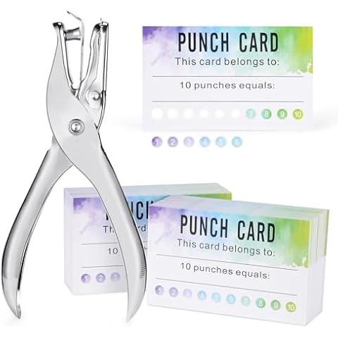 ONEDONE Punch Cards 200 PCS Watercolor Reward Punch Cards for Classroom with Puncher Incentive Awards for Students Teachers Home Classroom School Supplies Business Loyalty Cards Cover