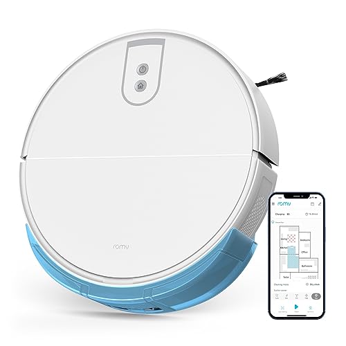 ROMY L6 Performance| Smart Home Staubsauger Roboter mit Wischfunktion | leiser Roboterstaubsauger | App mit Echtzeit Raumkarte | Alexa & Siri | 5000Pa Saugkraft | weiß