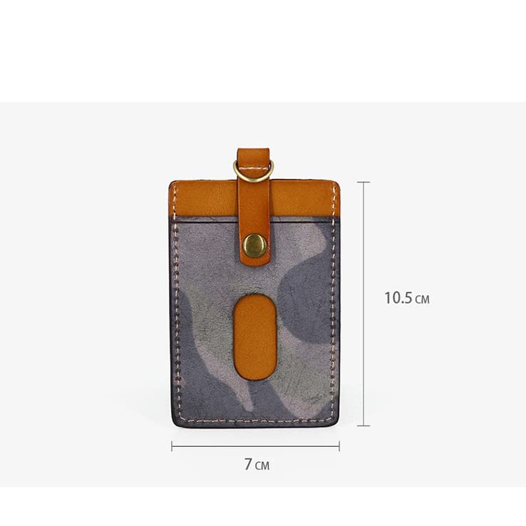 Torba na wizytówki na smycz Etui na karty ze smyczą, Etui na identyfikatory, Przenośne etui na identyfikatory Okładki na identyfikatory biurowe Prawdziwa skóra Kolor kamuflażu Smycz na szyję Etui na k