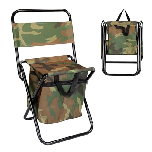 Image of Evona Folding Camping Chair with Cooler Bag & Backrest | Portable Outdoor Chair for Picnic, Travel, Beach & Fishing | Heavy Duty Iron Frame | Foldable Lightweight Chair with Storage & Pocket