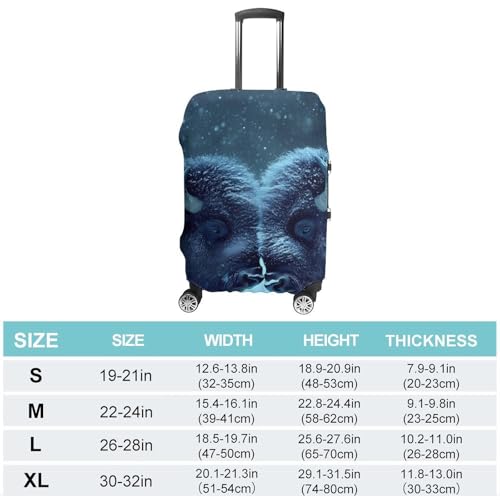 Two Bisons in Snows Day Travel Luggage Cover for Suitcase 19-32 Inches Elastic Washable Baggage Protector2