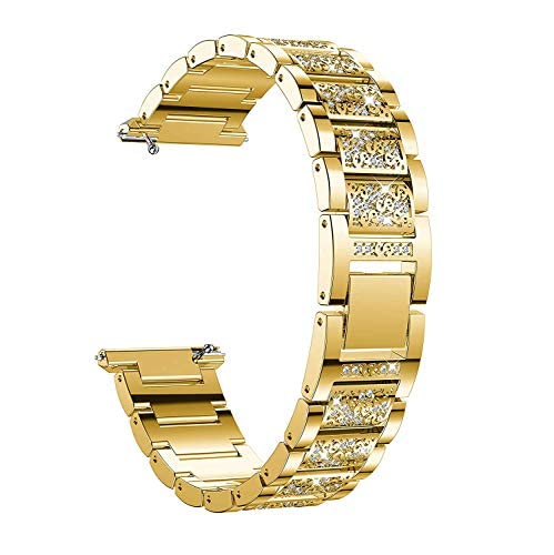Jewelry Bling Bands Compatible with Fitbit Versa Band/Fitbit Versa 2 Band for Women, Diamond Rhinestone Bracelet Metal Strap Replacement for Versa/Versa 2/Versa Lite smartwatch (Gold)