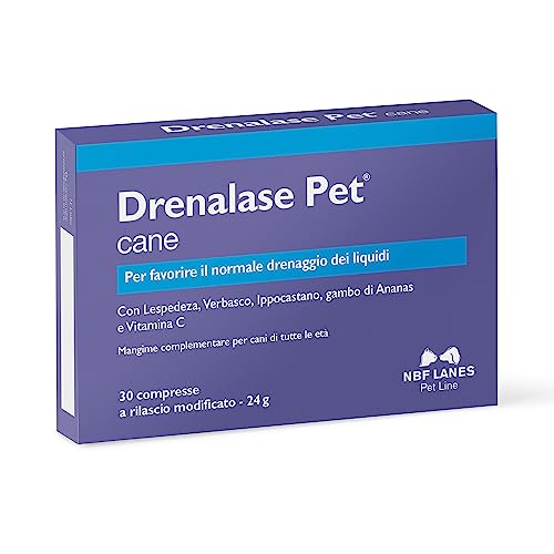 NBF Lanes | Drenalase Pet Hund, 30 nicht teilbare Tabletten mit modifizierter Freisetzung zur Förderung der normalen Entwässerung von Flüssigkeiten