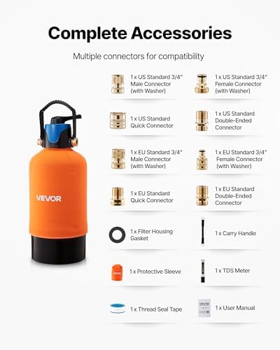 VEVOR Deionized Water System for Car Wash, Spotless Car Wash Water System with 10L DI Resin, Bypass Valve & TDS Meter, Spot-Free Deionized Water Filter for Cars RVs Motorcycles Windows — view 6