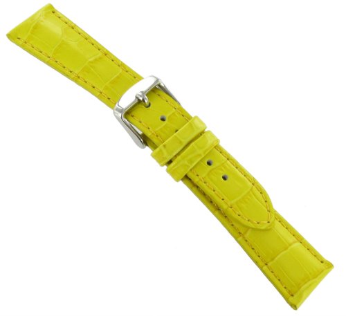 24mm DB Baby Crocodile Grain Yellow Padded Stitched Watch Band Strap
