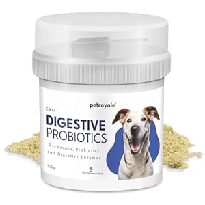 Petroyale Digestive Probiotics for Dogs – Prebiotics & Probiotics Supplement Powder – Improves Gut Health – Prevents Diarrhea & Indigestion – Dog Gut Wellness Supplement | 100g