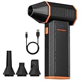 WOLFBOX エアダスター 強力ブロワー 110000RPM 超高速 最大風速45m/s 静音設計 充電式 5000mAh大容量バッテリー（最大240分連続使用）3段階風量調整 PC/キーボード掃除/洗車/空気入れ/おもちゃ掃除/ペットの毛取り/電子機器清掃用/業務用/家庭用