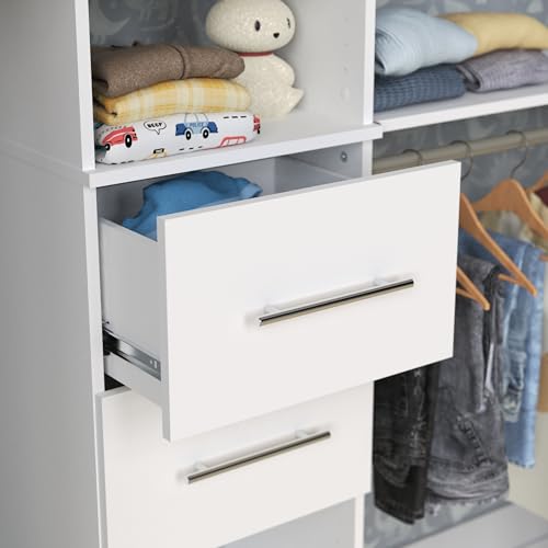 Image of ClosetMaid SuiteSymphony Wood Closet Drawer, Add On Accessory, Modern Style, For Storage, Closet, Clothes, 16 inch x 10 inch Size for 16 in. Units, Pure White /Satin Nickel