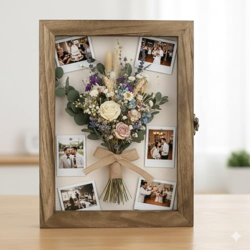 Image of TJ.MOREE Shadow Box 8x10 Memory Display Case Wood Picture Frame Carbonized