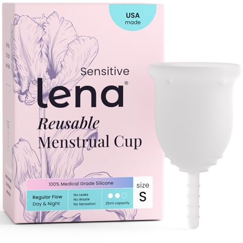 Lena Sensitive Menstrual Cup - Ultra Soft Medical-Grade Silicone Period Cups for Women, Beginner-Friendly, Reusable and Comfortable 12-Hour Leak-Free Protection & Feminine Care - Small, Clear