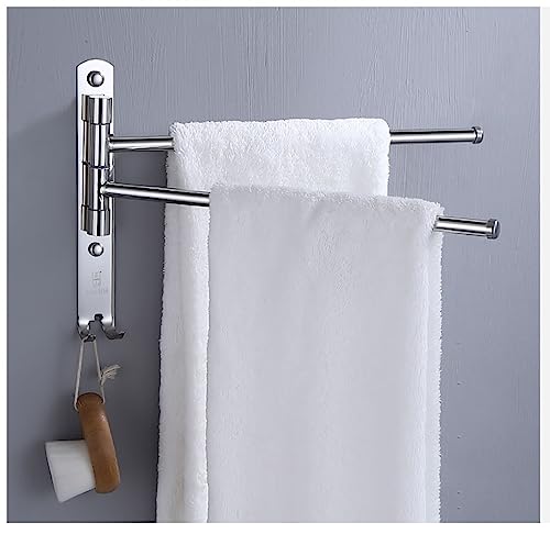 Barre porte-serviettes murale rotative sans perçage support étagère douche multifonction - 2