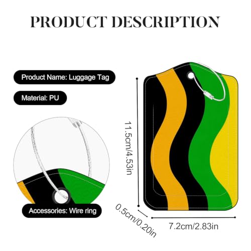 Image of Abstract Wave Luggage Tags 2 Pack, PU Leather Privacy Flap