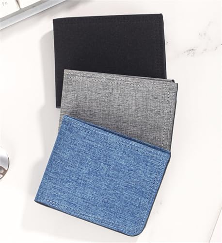 Short Canvas Wallet Zipper Wallet Retro Simple(Black)3