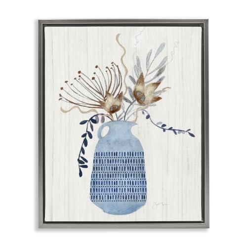 Pleasant Blue Vase Boho Botanicals, 24 x 30 Inch Canvas in Floater Frame