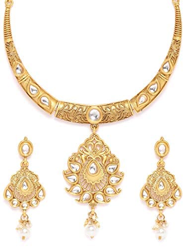 Women's Gold-Plated Pearl Necklace Set, Elegant