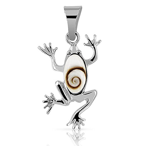 Pendentif Grenouille Oeil de Sainte Lucie en Argent 925/1000 Planetys
