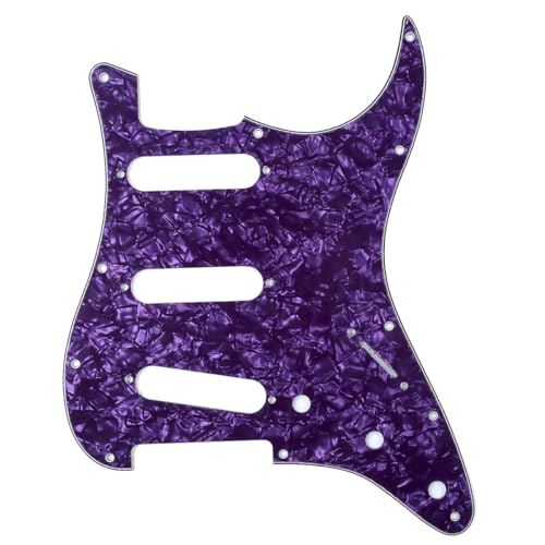 Image of Musiclily SSS 11 Hole Strat Guitar Pickguard for Fender USA /Mexican Made Standard Stratocaster Modern Style, 4Ply Purple Pearl