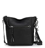 The Sak Women's Crossbody Bag in Leather, Spacious Purse with Adjustable Strap & Fringe Accent, Handcrafted & Sustainably-Made, Black