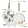 ESLITE LIFE Frying Pans Set Nonstick Skillets Set Egg Omelette Pans, Healthy Ceramic Coating Cookware Chef's Pan, Compatible with All Stovetops (Gas, Electric & Induction), PFOA Free (White,4-Piece) #1