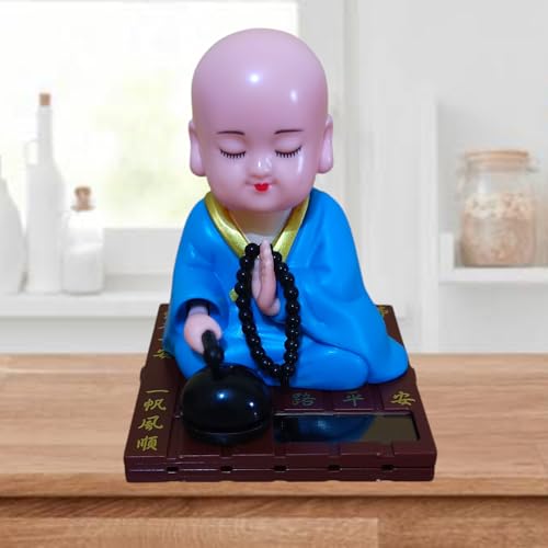 Image of WinsomeCollection Solar Powered Moving Head and Hand Monk Buddha Baby Laughing Buddha Statue Idol Sculpture Home Decor Showpiece Room Decoration Gift Item Table Showpiece TV Unit