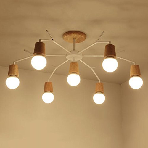 YeSBTx Meubles Lampe Endant Les Lustres de Salon En Bois Massif, La Personnalité Du Restaurant Pour Le Restaurant Étude Des Lampes de Chambre À Coucher (Conception: 9 Tête), 7 Têtes
