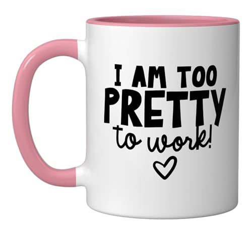 Taza de cerámica 11 onzas color rosa/blanco miniatura 1