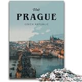 Rompecabezas de 1000 Piezas para Adultos y Adolescentes: Visita Praga Rompecabezas de 1000 Piezas para Pasar el rato en casa con Piezas aleatorias Que se entrelazan (26x38cm)