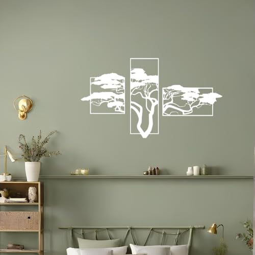 Tubibu Árbol de la Vida Decoración de Pared Mural de Metal Negro, Decoración 3D Moderna para Casa, Cuadros para Hogar, Oficina, Dormitorio, Salón, Cocina (Blanco)