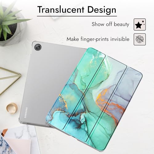 Image of Robustrion Cover for Samsung Galaxy Tab A11 Plus Cover Case 11 inch, Flip Cover Case for Samsung Galaxy Tab A11 Plus Cover /Tab A11+ Tablet Cover with Translucent Back - Marble Green
