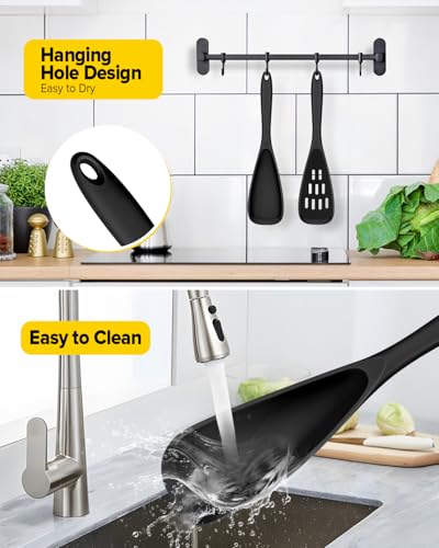 Image of BUNDLEPRO Silicone Cooking Spoons for Nonstick Cookware, One-Piece, 2 Pack