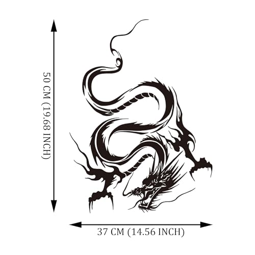 Image of Dragon Graphic Car Hood Sticker Self-Adhesive Vinyl Graphics Decals 19.69'' x 14.57'', Black