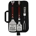 Panoware BBQ Grill Tools Set Gift for Dad, 4 Piece Set, Number 1 Dad Tongs, Spatula, Digital Thermometer and Case
