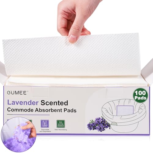 100 PCS Lavender Scented Commode Liner Pads for Bedside Commode Bucket, Commode Pads with Absorbent Gel, Potty Liner Pads for Adults Seniors Portable Toilet Pad Bedpans