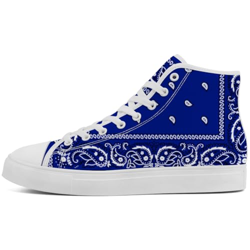 Men's Women's Paisley High Top Shoes High Top Canvas Sneakers Lace Up White Shoes