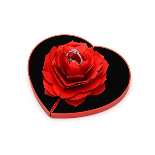 Lipeed 3D Rose Ringschachtel Valentinstag Ring Box Pop Up Rose Ringschachtel Schmuckkästen Geschenkbox Ringschatulle für Hochzeit Verlobungsring Valentinstag Cover
