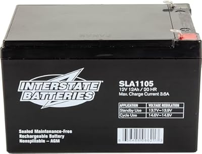 Interstate Batteries 12V 12Ah Battery (F1 Terminal) SLA AGM VRLA Rechargeable Replacement for APC, UPS Backup Systems, Emergency Lighting, Medical Devices, General Purpose (SLA1105)