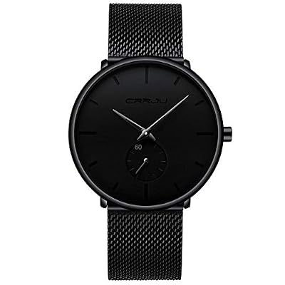 FIZILI Orologio Uomo da Polso Ultra Sottile Minimalista per Impermeabile Analogici Quarzo Orologio da polso Puntatore nero